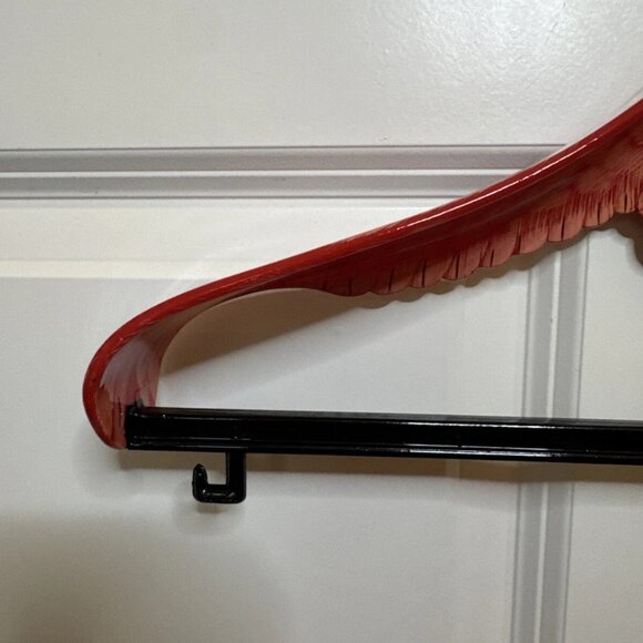 Vintage Hand Painted Flamingo Clothes Hanger 17" Wide Shoulder Coat Hanger RARE - Picture 6 of 15